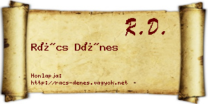 Rács Dénes névjegykártya